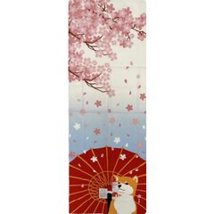 絵手ぬぐい【舞桜と豆柴】濱文様 桜 春タペストリー 犬 4月ディスプレイ 豆柴タペストリー 季節額飾り 桜吹雪 新品未使用 日本製