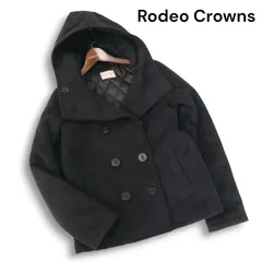 Rodeo Crowns ロデオクラウンズ 秋冬★ ロゴ刺繍 中綿 フーディー Pコート Sz.1　レディース 黒