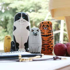 【新品】DETAIL[ディテール] Feline 5 マトリョーシカ [マトリョーシカ ネコ 猫 キャット フィーライン インテリア オブジェ midori komatsu]