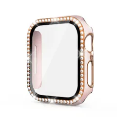 【特価セール】スマートウォッチ保護ケース・Apple Watch Series 9/8/7用 ケース ガラスフィルム ケース カバー かわいい ラインストーン きらきら 液晶カバー アップルウォッチ シリーズ7 45mm用 ハードケース 保護ケース フィルム一