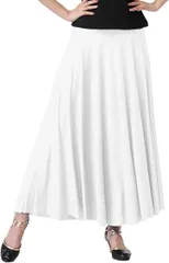 BEYANE 社交ダンス 練習着 スカート レディース ロング ミディアム ラテン シンプル 長袖 子ども ティーチャー 女性 定番 プロ ドレスタカ 兼用 コーラス 合唱 衣装 レッスン着 ステージ 演奏会 発表会(白,  Free Size)