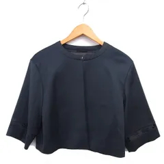 アンテプリマ ANTEPRIMA ノーカラー ジャケット ウール 総裏地 ホック クロップド 七分袖 42 チャコールグレー /NT17のサムネイル