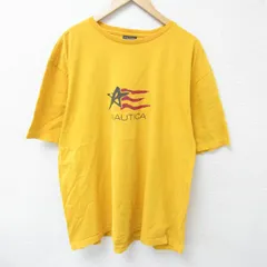 XL/古着 ノーティカ 半袖 ブランド Tシャツ メンズ 大きいサイズ コットン クルーネック 濃黄 イエロー 25may15 中古