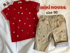 257ミキハウスmikihouse90size 総柄オール刺繍セット