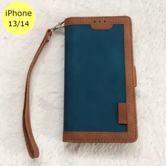 iPhoneケース レトロ 手帳型 iPhone 13 14 ブルー スマホ アイフォン ケース