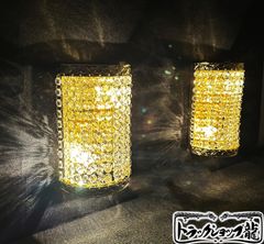 オリジナル！！新品 壁掛 煌き Wビーズ仕様 シャンデリア丸形 ナイアガラ 2個セットBA15S口金仕様 フルゴールドメッキ トラック/デコトラ車内照明 C0712S
