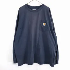 SALE/ Carhartt カーハート 長袖Ｔシャツ 胸ポケット ワンポイントロゴ 無地 ネイビー (メンズ XL) 中古 古着 O0366