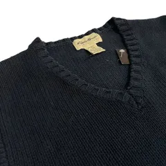 90s~00s Eddie Bauer ニットベスト コットン 紺 S エディーバウアー Cotton Knit Vest ネイビー 古着