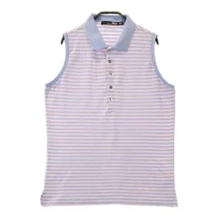 サイズ：M RLX ラルフローレン  ノースリーブポロシャツ ボーダー柄 ピンク系 [240101375435]# ゴルフウェア レディース ストスト