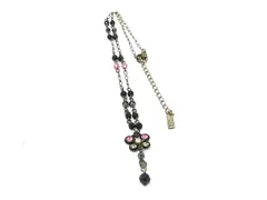 ANNASUI アナスイ ラインストーン ビーズ バタフライ 蝶 ネックレス アクセサリー レディース シルバー系 DH9056