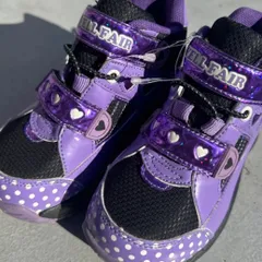 スノーシューズ　スノーブーツ　スパイク底　女児　ショートブーツ　スニーカー　靴　ズック　16cm パープル　紫