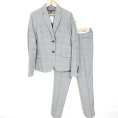 未使用 24SS Brooks Brothers ブルックスブラザーズ グレンチェック柄 テーラードジャケット+パンツ セットアップ スーツ 0 グレー レディース 古着 中古 USED