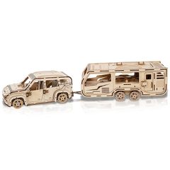 Hallisun 3D木製パズル キャラバン 立体パズル トレーラーメカニカルカー 動く木製車クラフト手芸 DIY 機械式 大人 組み立てキット 立体パズル おもちゃ 趣味 クリスマス バレンタインデー ヴィンテージ 装飾 自宅 インテリア 誕生日ギフト プレ