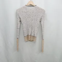 ◇ ⊇Φ earth music&ecology 袖配色 長袖 プリーツ トップス カットソー サイズF ベージュ系 ライトグレー系 レディース E  【1410290025642】