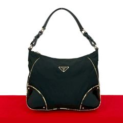 【正規品】PRADA プラダ ハンドバッグ ミニボストンバッグ 三角ロゴ 黒 ポイント2倍】極 美品 希少品 鍵付き PRADA プラダ 三角ロゴ