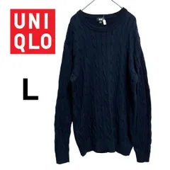 L【超美品】【 UNIQLO ／ ユニクロ 】コットンカシミヤ ケーブル編みセーター ネイビー 上質素材×上品デザイン 秋冬 レディース なめらかさと上品さ、どちらも手に入る“きちんと見え”ニット。ワンランク上のワタシ🎵 T259_a202
