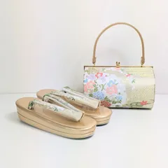 草履バッグセット フォーマル 振袖 帯地 ゴールド フリーサイズ w25-2