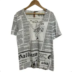 美品 John Galliano ジョンガリアーノ 新聞 ニュースペーパー柄 V  