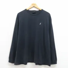 XL/古着 ノーティカ 長袖 ブランド Tシャツ メンズ ワンポイントロゴ 大きいサイズ コットン クルーネック 黒 ブラック 25aug29 中古