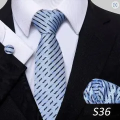 ネクタイ ポケットチーフ　カフスボタン カフス　3点セット ビジネス 結婚式 発表会　パーティー イベント ダンスパーティー バーテンダー　ストライプ柄　ブラック 黒色 ライトブルー　水色　グレー 鼠色 スーツ ワイシャツ 格安 小物 メンズネクタイ 3点