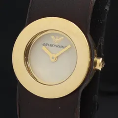 稼働 エンポリオアルマーニ QZ AR-5467 アイボリー文字盤 レディース腕時計 YUM 2000000 NSK