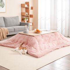 フランネル 中綿1.8kg こたつ掛け布団 単品185×235cm フィットキルト リバーシブル 長方形 両面使える 保温性 こたつ布団 丸洗いOK 静電気防止 Hansleep 毛抜けない (185x235ピンク)