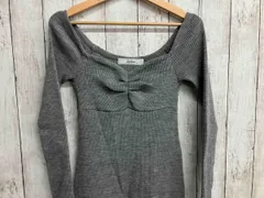 Lily Brown／長袖ワンピース／グレー／リブタイトワンピース／サイズフリー