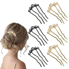 【人気商品】パール ヘアコーム【6個セット】夜会巻きコーム パール 髪飾り 夜会巻き ヘアアクセサリー まとめ髪 髪留め 盛り髪 お団子 簡単 YANHUILAY 和装 普段使い 結婚式 パーティー 成人式 卒業式 入学式 浴衣 着物 レディース (B)