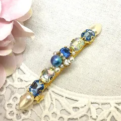 ブルーとオーロラのバレッタ　ハンドメイド  oh-01717