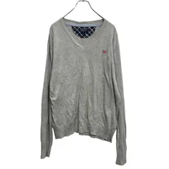 POLO JEANS COMPANY コットンニット セーター XL ライトグレー Ｖネック ポロジーンズ ワンポイントロゴ 古着卸 アメリカ仕入 a702-5288のサムネイル