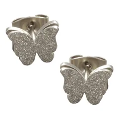【A：シルバー × ピアス】[Cream dot. クリームドット公式] ピアス レディースステンレス製 金属アレルギー つけっぱなし サージカルステンレス 2サイズ スタッド 蝶々 バタフライ 蝶 立体 メタル 大人
