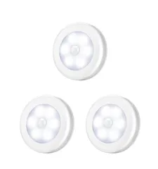 Thujopsis センサーライト 室内 人感 LED 電池 コードレス 人感センサーライト 屋内 トイレ 階段 足元灯 3個セット 明るい 昼光色 電球色 玄関 マグネット取り付け 取り付け簡単 (白（昼光色）) [白（昼光色）]