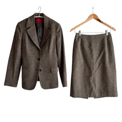 RE196 BOSCH ボッシュ セットアップ スカートスーツ 上下セット ジャケット スカート ウール混 ブラウン系 レディース 40サイズ