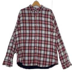 BANANA REPUBLIC バナナリパブリック チェック柄 長袖 シャツ ボタンダウン オーバーサイズ ビッグシルエット スリランカ製 XLサイズ ホワイト レッド ネイビー