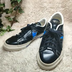 【良品】CONVERSE　廃盤品　ワンスターサイクル　ブラック×ブルー　スムースレザー　スニーカー　24.5cm