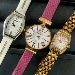 3本セット Folli Follie フォリフォリ 腕時計 レディース 女性用 クウォーツ 電池式 キラキラ レザーベルト ステンレス おしゃれ かわいい