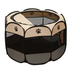 ☆ グレー ☆ ペットサークル ケージ 折りたたみ アウトドア pet688s  ペット サークル ケージ 折りたたみ S ペットケージ ペットサークル ゲージ 八角形 折り畳み 屋根付き メッシュ 傷がつきにくい ペット用 犬 猫 いぬ ねこ イヌ ネコのサムネイル