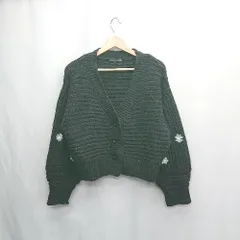 ◇ ⊇ Heather ヘザー 花柄刺繍 長袖 カーディガン サイズF ブラック系 レディース E  【1502180036200】