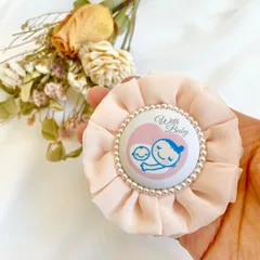 マタニティマーク　シフォンロゼット　完成品　薄いピンク色