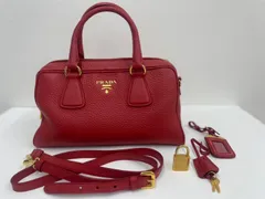 プラダ PRADA ミニボストンバック赤 子牛革 レディース バック【期間限定出品】