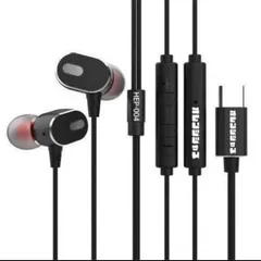 オレンジジャズ　有線イヤホン Type-C 高音質 HEP-004-bk マイク付き