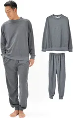 Y's factory スウェット セットアップ メンズ 上下セット ルームウェア 大きいサイズ ゆったり あったか パジャマ(チャコールグレー,  S)