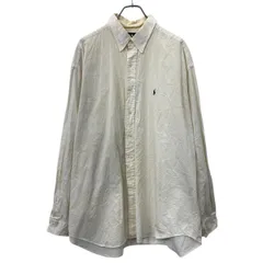 Ralph Lauren 長袖 無地シャツ XXL アイボリー 系 ラルフローレン コットン100% ブレア ボタンダウン 刺繍ロゴ ボタン 春物 a710-5361