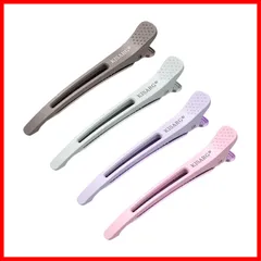 プロ用 美容師 前髪 ヘアクリップ 髪留め ヘアピン クリップ ブロッキング レディーズ兼用 跡がつかない メンズ 大きめ ダッカール 4本セット入り KISARG 浅いピンク、パープル、ブルーとグレー