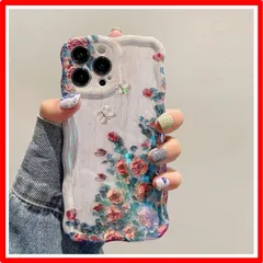 【匿名配送】 iPhone 12_ベージュ QLTYPRI iPhone 12ケースTPUカバー おしゃれ 韓国 可愛い 花柄 薄型 軽量 耐衝撃 スマホケース