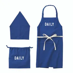 エプロン キッズ 3点セット ノート ブルー三角巾 巾着 子供用 小学生 かわいい 調理実習   綿100％ バンダナ コットン 男の子 おしゃれ 女の子 入学 入園 準備 家庭科 キッズエプロン セット 子供 KIDS コンパクト 持ち運び お手伝い