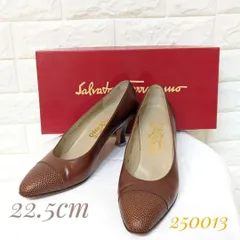 【美品✨】フェラガモ　Ferragamo　パンプス　22.5　ブラウン　茶色　フォーマル　秋　レザー
