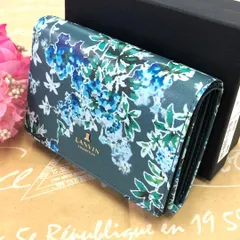 ランバン 折り財布 コンパクト フラワー カード 札入れ FX37