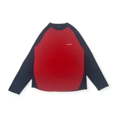 mont-bell モンベル 長袖 ドライ ラグランTシャツ L/レッド×ネイビー メンズ #1104718 メンズ