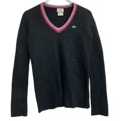 LACOSTE コットンニット セーター ラコステ レディース S~ ブラック Vネック 古着卸 アメリカ仕入 a702-5974のサムネイル